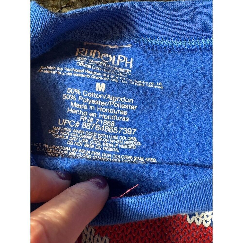 Rudolph Men's Blue "Beast Mode" Graphic Holiday Sweatshirt Size M - Picture 7 of 7